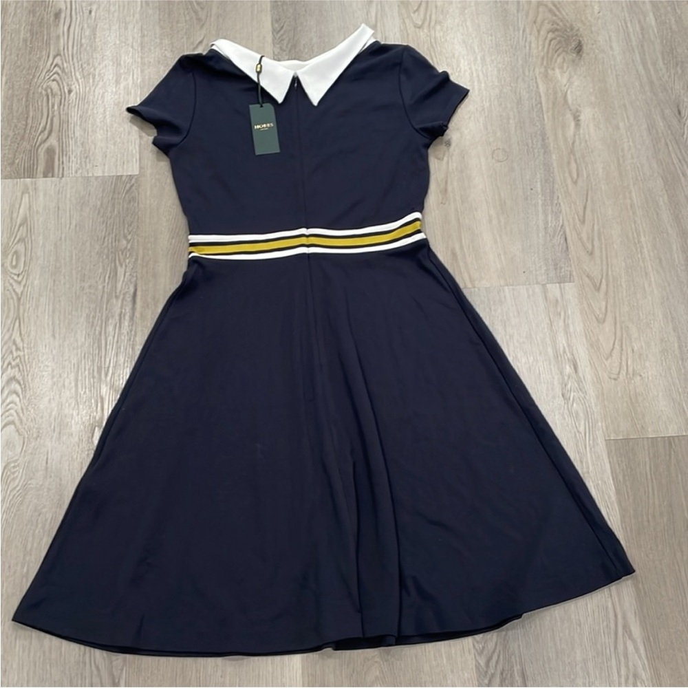 Navy Blue Dress with White Collar